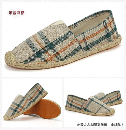 2026 Summer Autumn Men Canvas Shoes Breathable Men's Casual Shoes Slip-On Hemp Shoes Graffiti Espadrilles Women Footwear Flats