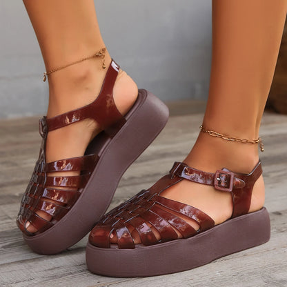 Middle Heel Sponge Bottom Baotou Buckle Strap 2024 Hot Sale Shoes for Women Women's Sandals Fashion Summer Neutral Daily Sandals