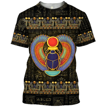 Summer Retro Style T Shirt For Men Fashion Egyptian Pharaoh Print Short Sleeve Tee Shirts Quick Dry Men's Crew Neck Loose Tops