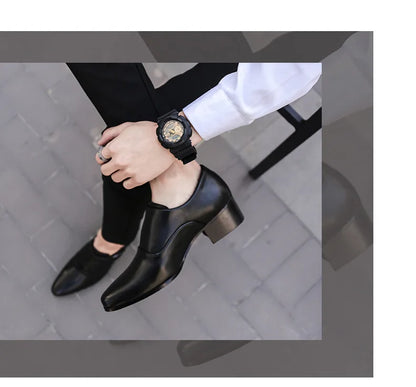 Leather Men Dress Shoes High Heel British Mens Elevator Business Shoes Wedding Party Male Oxford Footwear Increasing 6/8cm