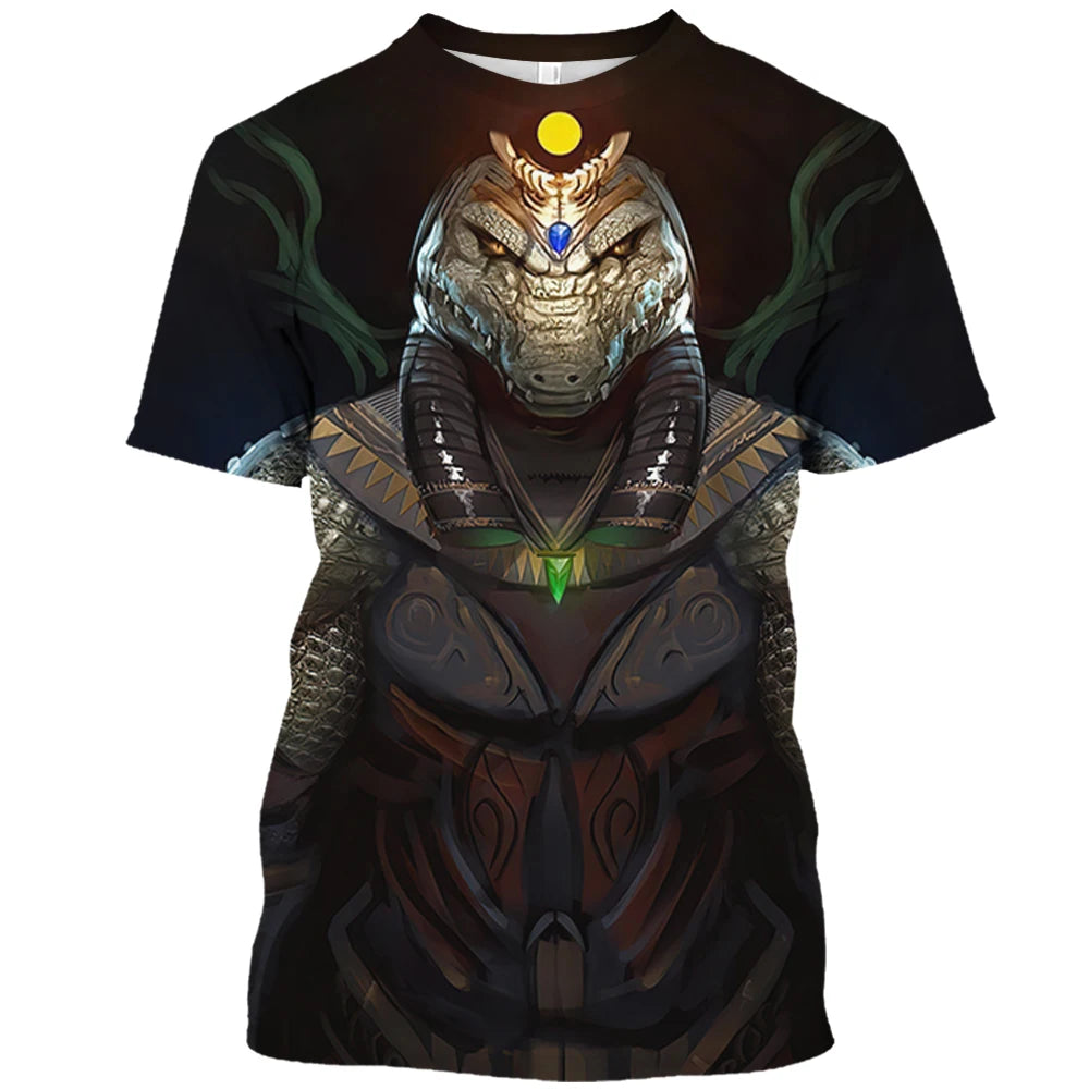 Summer Retro Style T Shirt For Men Fashion Egyptian Pharaoh Print Short Sleeve Tee Shirts Quick Dry Men's Crew Neck Loose Tops