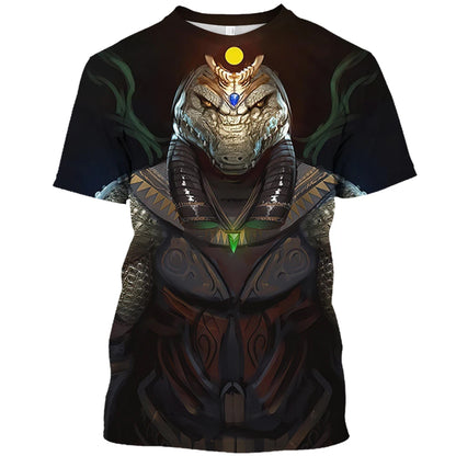 Summer Retro Style T Shirt For Men Fashion Egyptian Pharaoh Print Short Sleeve Tee Shirts Quick Dry Men's Crew Neck Loose Tops