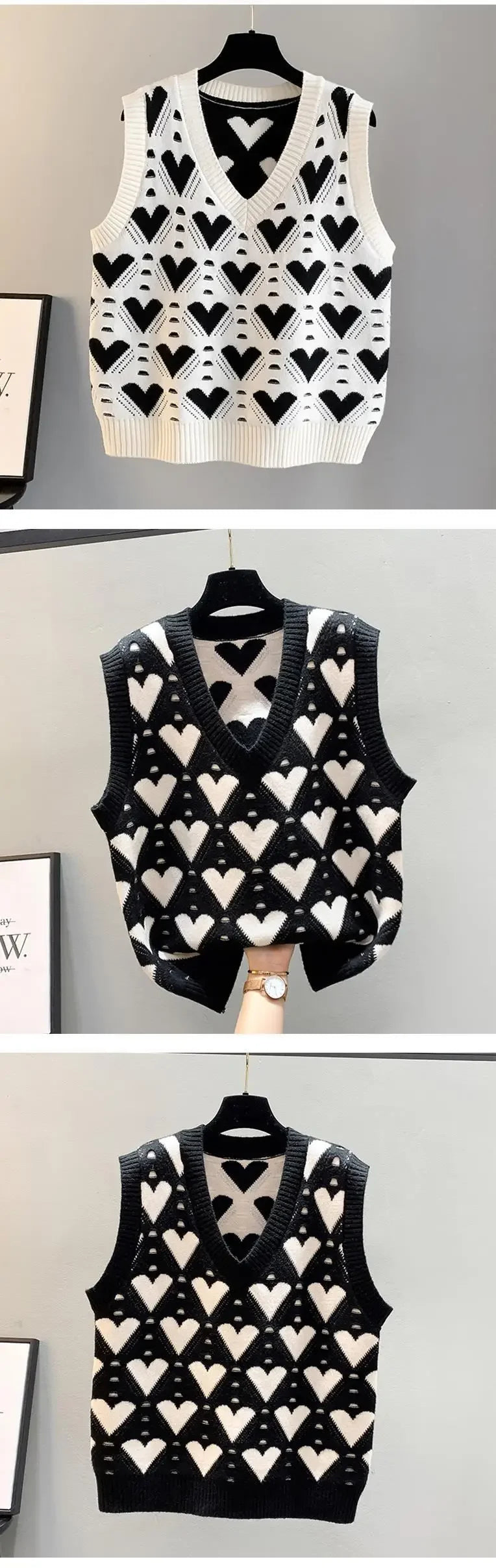 Fashion Women Vest Autumn Outerwear 2024 New Knitted Women's Autumn and Winter Sweater Korean Style V Collar Coat