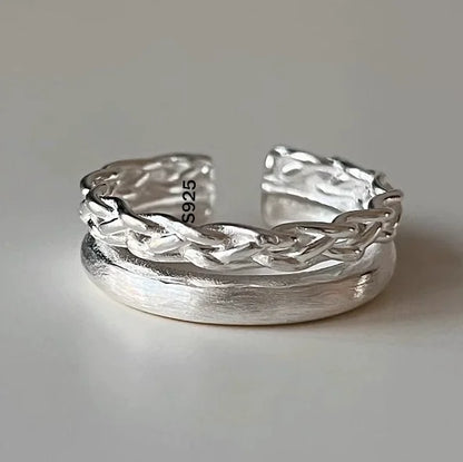 Sam Panda 925 Sterling Silver Rings For Women Men Fine Jewelry Finger Adjustable Open Vintage Chain Ring For Party Birthday Gift