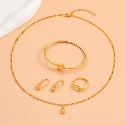 Europe and America  Accessory Water Drop Necklace Four-Piece Set Fashion Bracelets Rings Earrings Necklace Paty Jewerly Set Gift