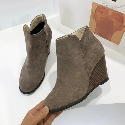 Leopard Ankle Boots Lace Up Footwear Platform High Heels Boots Women Slip On Women Shoes Boots Woman Flat Boots Botas Mujer2023