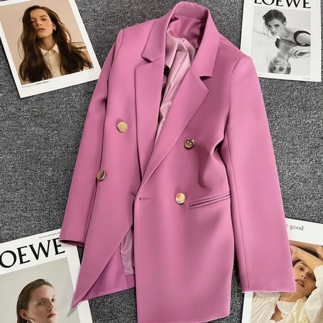 Autumn Blazer Elegant Women's Jacket Chic Casual Double Breasted Suit Korean Winter Fashion Coats Slim Fit Office Lady Outwear