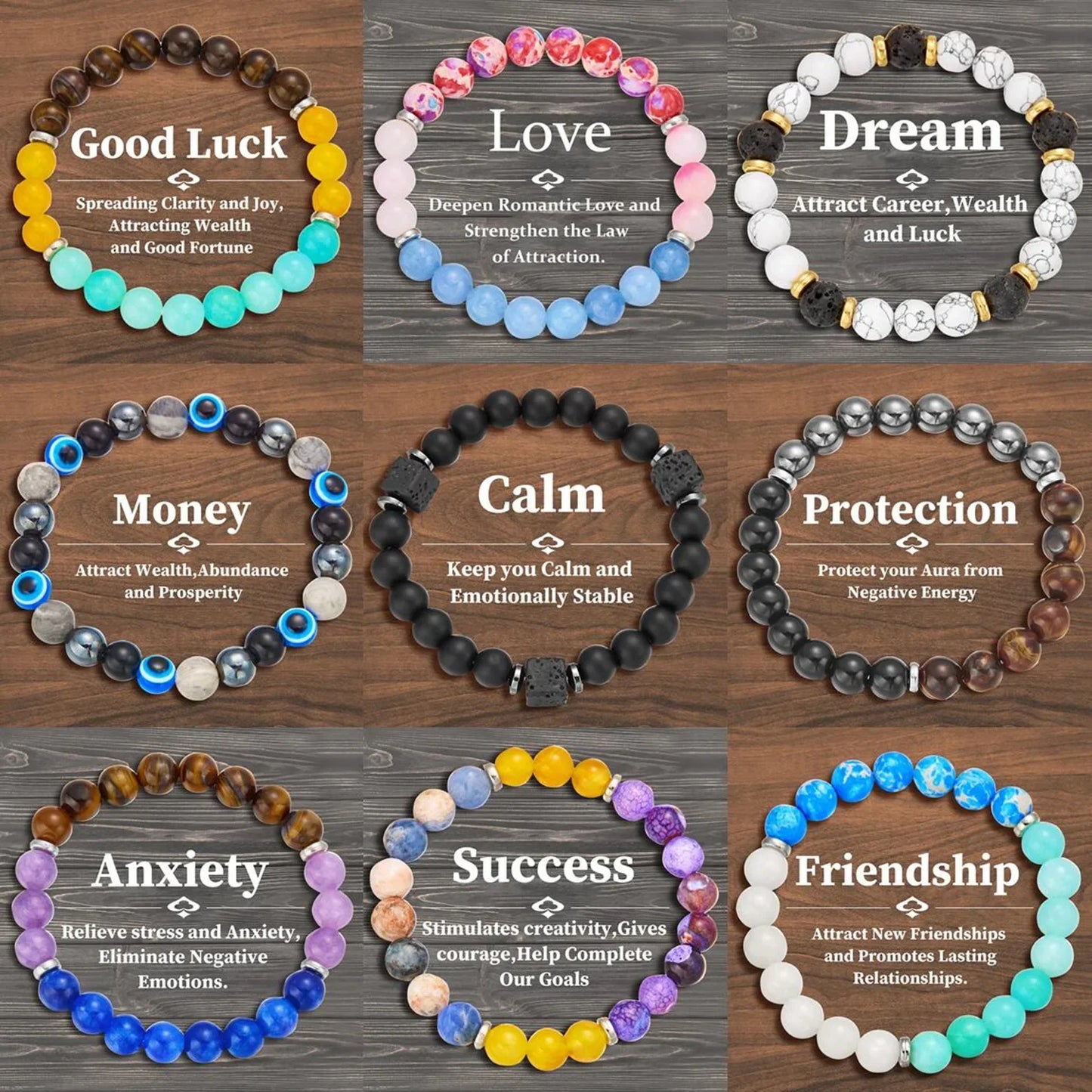 Bring Good Luck and Attract Wealth Natural Stone Bracelet Energy Meditation Bracelet Friendship Jewelry Gift Stretch Bracelet