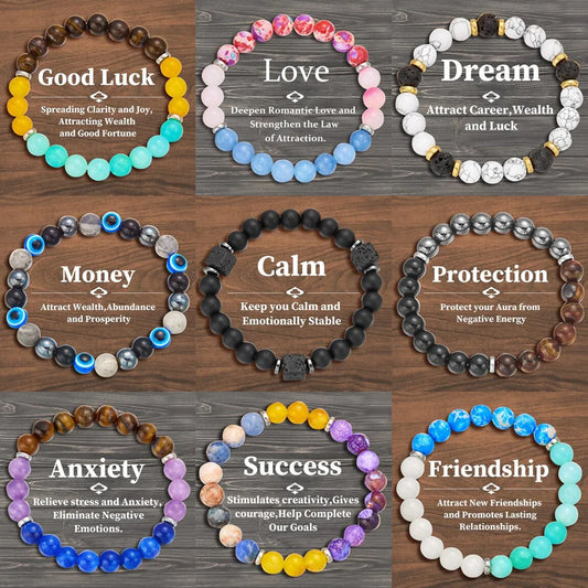 Bring Good Luck and Attract Wealth Natural Stone Bracelet Energy Meditation Bracelet Friendship Jewelry Gift Stretch Bracelet
