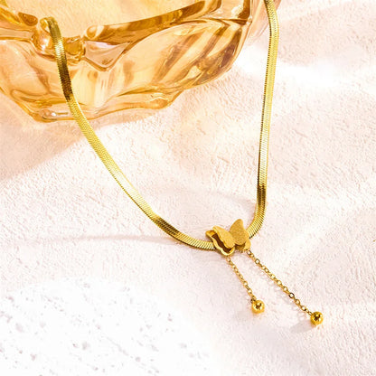 Stainless Steel Butterfly Bracelet Necklace Earrings Trend Design Advanced Sense  Ladies Wedding Jewelry Set