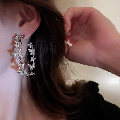 New Vintage Statement Gray Crystal Leaf Earrings for Women Fashion Unique Accessories Party Jewelry Birthday Anniversary Gifts