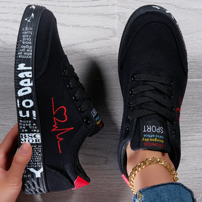 Women's Heart Design Sneakers for Women, Lace Up Soft Sole Platform Comfy Skate Shoes, Low-top Mid Top Valentine's Day Shoes, Me