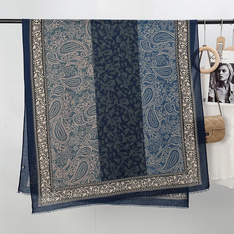 2026 Spring Paisley Pashmina Scarf Shawl Muslim Ramadan Hijabs for Women Autumn Designer Print Female Sunscreen Beach Stoles