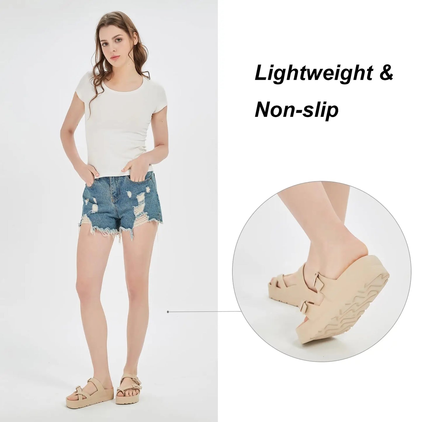 Bebealy Fashion Sandals for Women and Men Pillow Slippers Double Buckle Sandals Adjustable Slides EVA Flat Sandals Beach Sandals