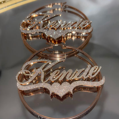 Custom Name Hoop Earrings Personalized Stainless Steel Bling Name Earrings Colorful Big Hoops Earring for Women Jewelry Gift