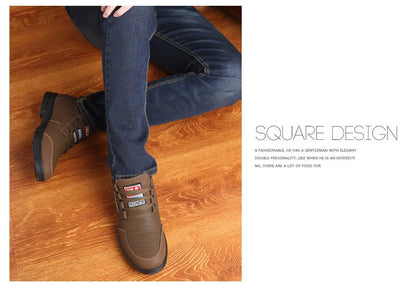 Genuine Leather Men Shoes Platform Casual Shoes  Winter Outdoor Walking Hiking Shoe Fashion Male Business Sneakers Zapatos 2024