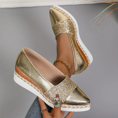 2025 Women Single Sneakers Pointed Head Wedge Platform Shoes for Women Mouth Anti-slip Shallow Casual Sneakers Zapatos Mujer