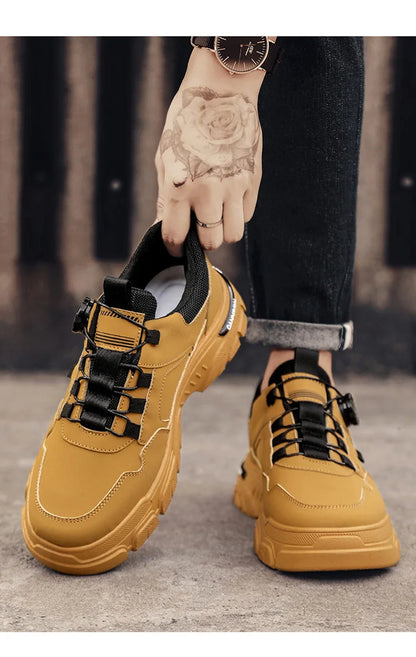 Autumn Men's Sneakers 2026 New Breathable Casual Shoes for Men Buttons Platform Vulcanzed Sneakers Shoes Non-slip Safety Shoes