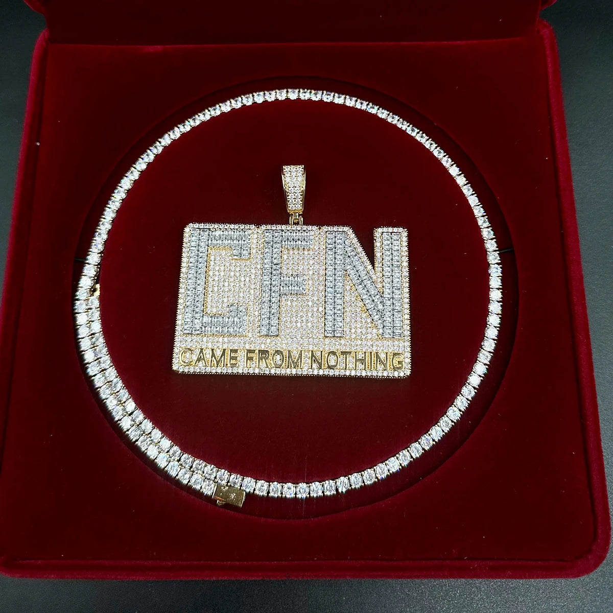 Aokaishen Pendant Iced Out Necklace for Men Came From Nothing Charms Bling Hip Hop Jewelry 2023 Trending
