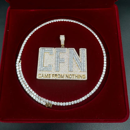 Aokaishen Pendant Iced Out Necklace for Men Came From Nothing Charms Bling Hip Hop Jewelry 2023 Trending