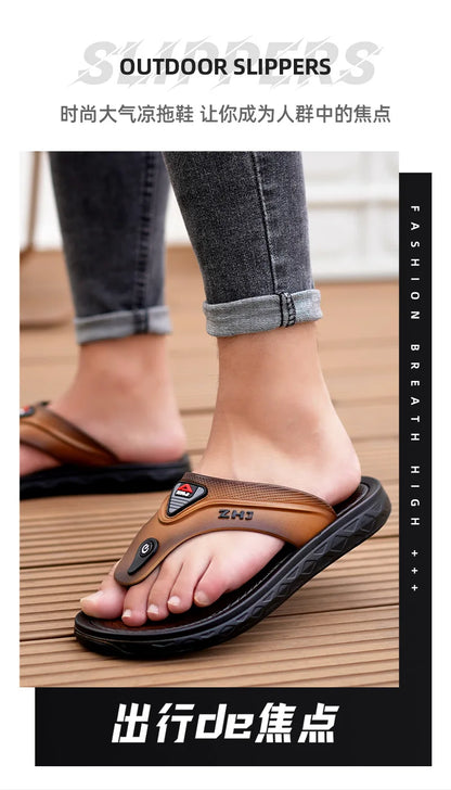 Men's Bathroom Flip Flops Summer Outdoor Anti Slip Men's Casual Beach Slippers