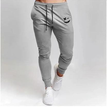 Men's smiling face printed jogging pants training sports pants fitness jogging pants anime sportswear thin and breathable