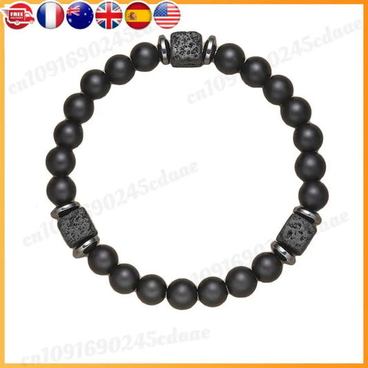 Fathers Day Gifts Mens Beaded Bracelet with Love Card Stretch Bracelet Natural Stone Beaded Bracelet Dad Birthday Gifts Ideas