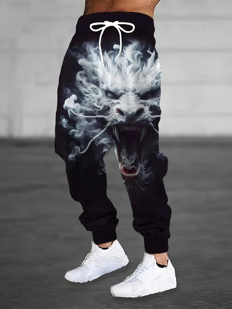 2025 new men's casual pants 3D American Patriot printed jogging pants 100% polyester light elastic rope with pocket sports pants