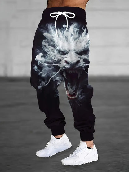 2025 new men's casual pants 3D American Patriot printed jogging pants 100% polyester light elastic rope with pocket sports pants
