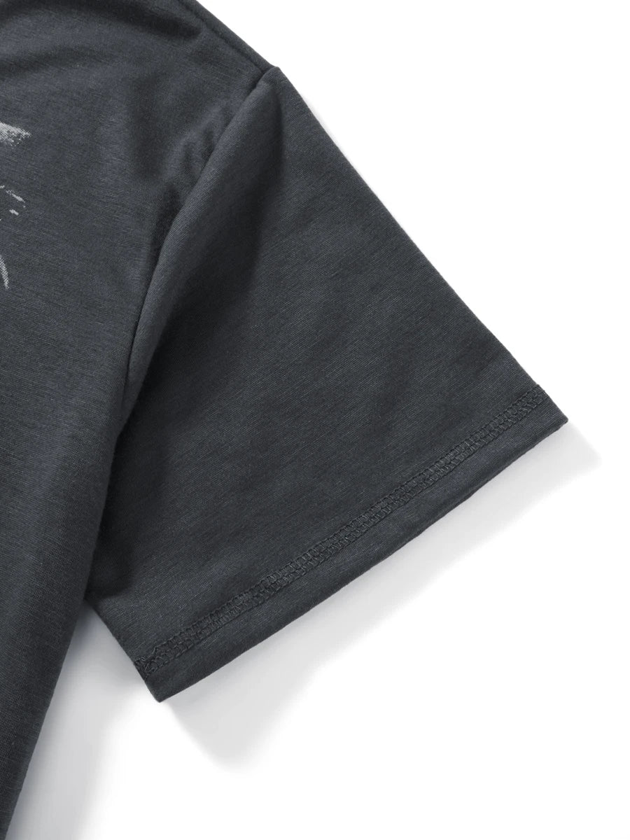 Women s Loose Gothic Tops Retro Graphic Print Short Sleeve Round-Neck Grunge Shirts for Summer Spring