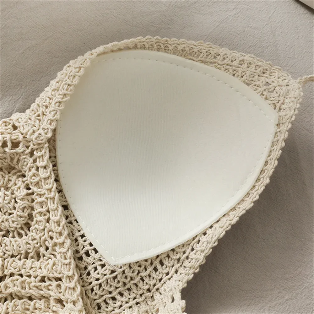 Sexy Hollow Out Underwear Women Summer Beach Short Tank Top Women Sweet Knitted Bra Tassel Women Short Top Debardeur Femme