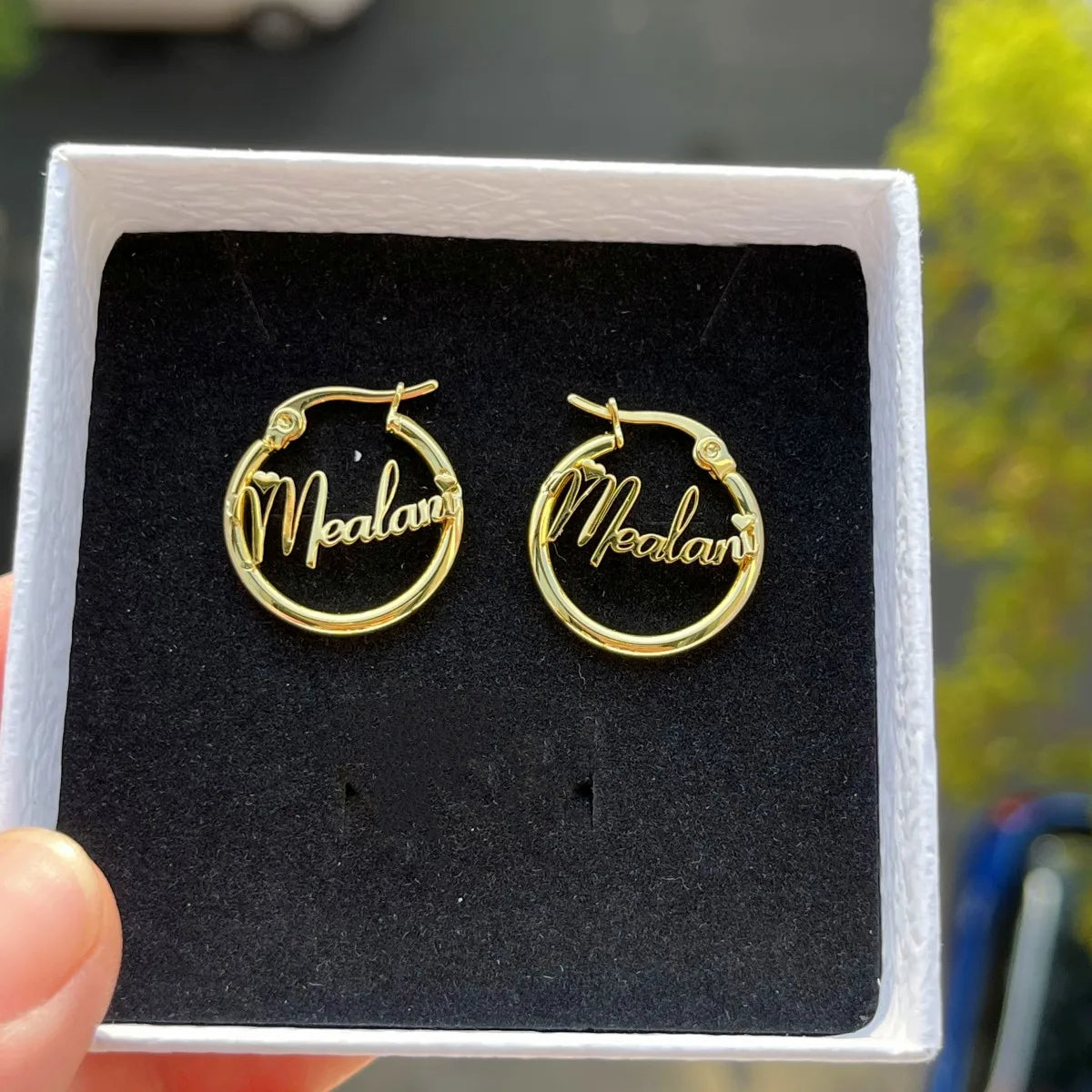 DUOYING Custom Nameplate Earrings Hoops 20mm 18K Gold Plated Stainless Steel Letter Round Earring Jewelry For Kids Gift