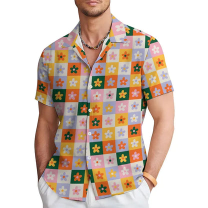 New 3D multiple floral Hawaiian comfortable casual short sleeved shirt with high-definition printing