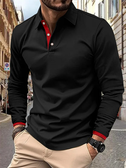 Men's Spring and Autumn Casual Breathable Comfortable Polo Shirt Hot Selling Fashion Men's Business Long Sleeve T-Shirt