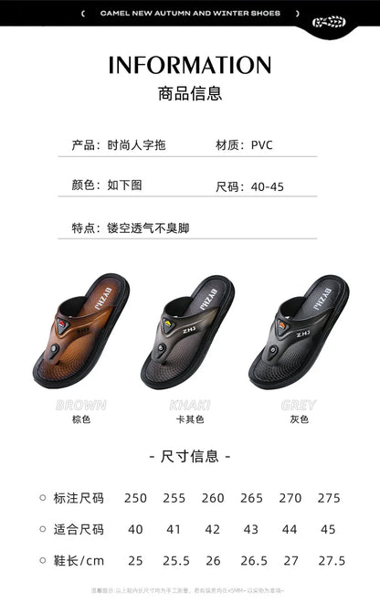 Men's Bathroom Flip Flops Summer Outdoor Anti Slip Men's Casual Beach Slippers