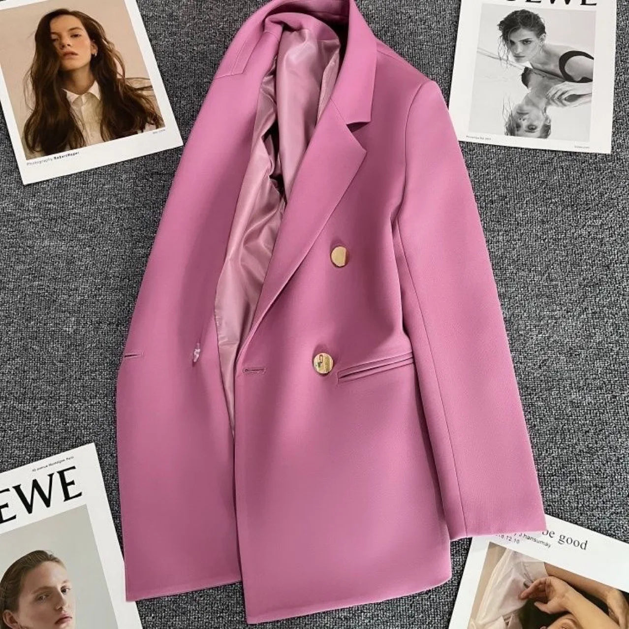 Autumn Blazer Elegant Women's Jacket Chic Casual Double Breasted Suit Korean Winter Fashion Coats Slim Fit Office Lady Outwear