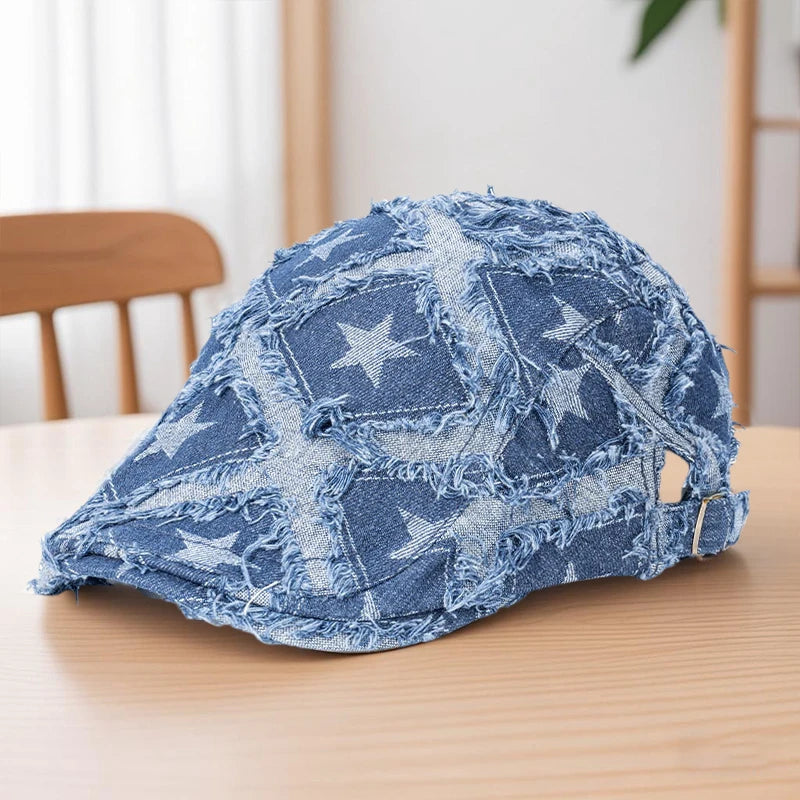 Vintage Plaid Wool Blend Ivy Cap for Women Men Retro Style Flat Cap Newsboy Hat with Adjustable Buckle Strap