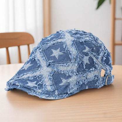 Vintage Plaid Wool Blend Ivy Cap for Women Men Retro Style Flat Cap Newsboy Hat with Adjustable Buckle Strap