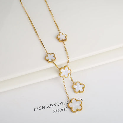 Hot Sale Stainless Steel Laser Five Leaf Flower Petal Adjustable Clover Bracelet Classic for Woman Girl Brand Jewelry Party Gift