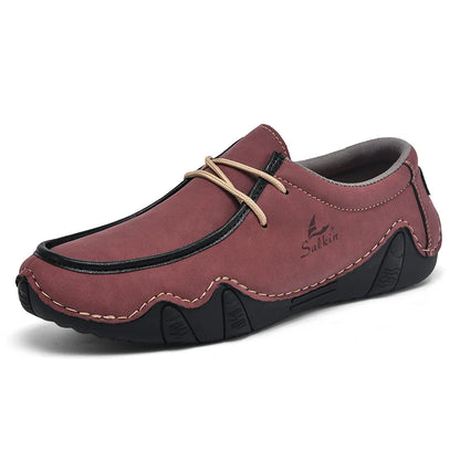 New Autumn Handmade Leather Casual Men Shoes Design Fashion Sneakers Man Loafers Breathable Low Top Flat Shoes Driving