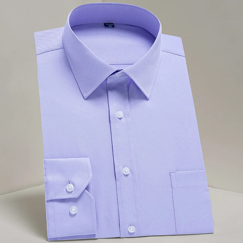 Men's Classic Long Sleeve Standard-fit Dress Shirts Formal Business Social Simple Basic Design White Work Office Casual Shirt