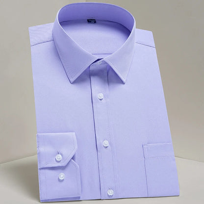 Men's Classic Long Sleeve Standard-fit Dress Shirts Formal Business Social Simple Basic Design White Work Office Casual Shirt