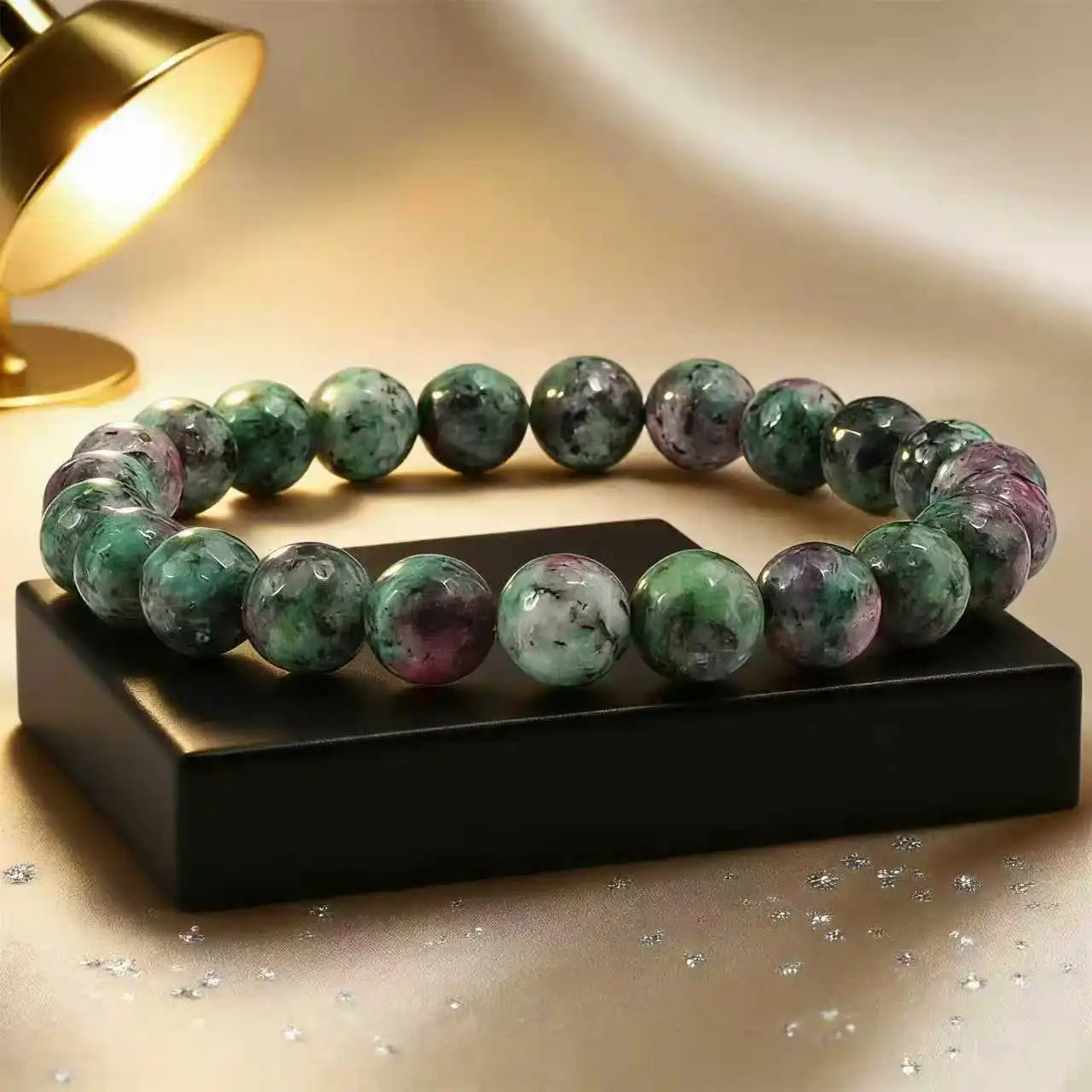 Red and green natural gemstones, aiding in attracting wealth and good fortune, bringing continuous luck couple bracelet