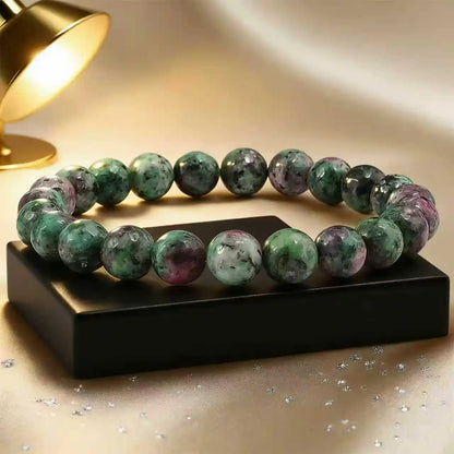 Red and green natural gemstones, aiding in attracting wealth and good fortune, bringing continuous luck couple bracelet