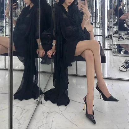 Patent leather high heels Women 2024 new gold with one-line sandals pointy skinny heels party women's shoes