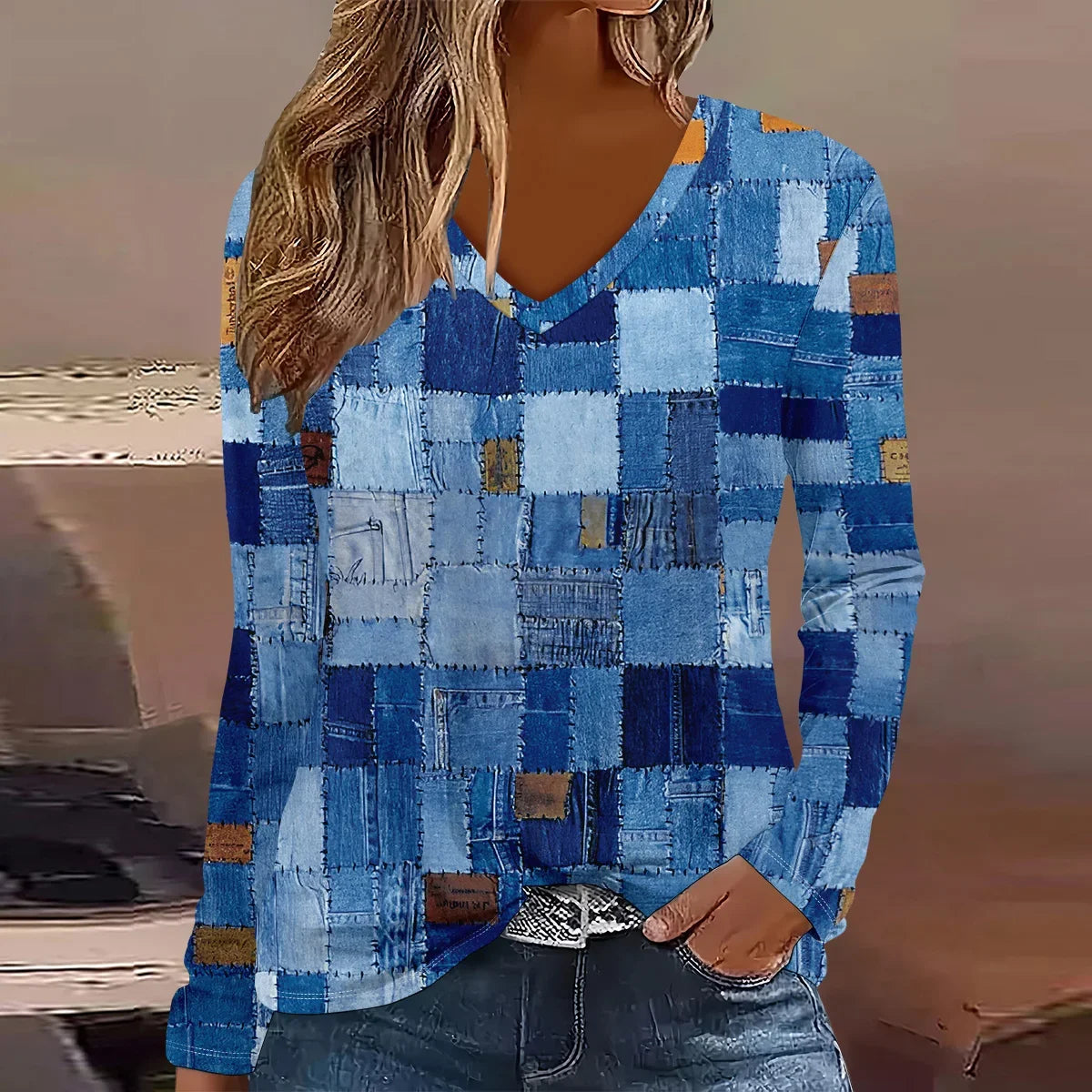 Summer new fashion 2025 women's casual long-sleeved printed T-shirt