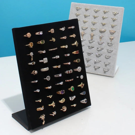 1pc, 50-ring display stand, suitable for storing and displaying rings. The color is: black, gray.