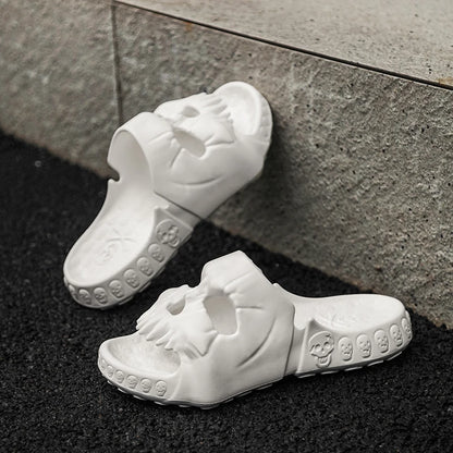 Punk Metal Skull Slippers Summer Men Slippers Novelty Outdoor Clogs Beach Sandals Non-slip Indoor Home Slides Couples Shoes 47