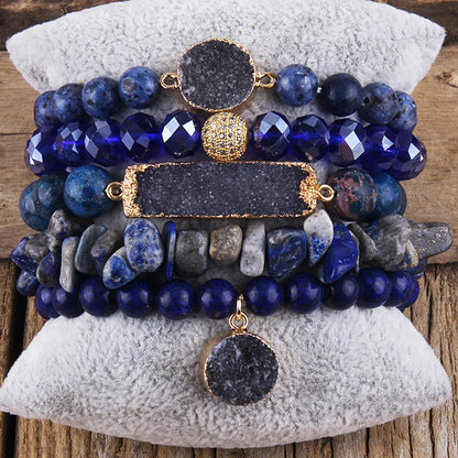 RH Fashion Boho Jewelry Natural Stone & Druzy Charm Bracelet & Bangle 5pc Bracelets Sets For Women Jewelryes Gift DropShip