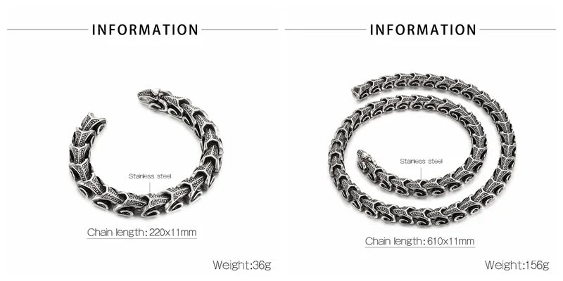 11mm Dragon Chain Bracelet & Necklace - Stainless Steel 316L - KN10315-D